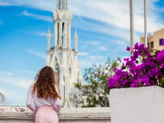 Una mujer de espaldas mira la iglesia de La Ermita, en el centro de Cali